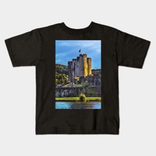 Towers Of Caerphilly Castle Gatehouse Kids T-Shirt